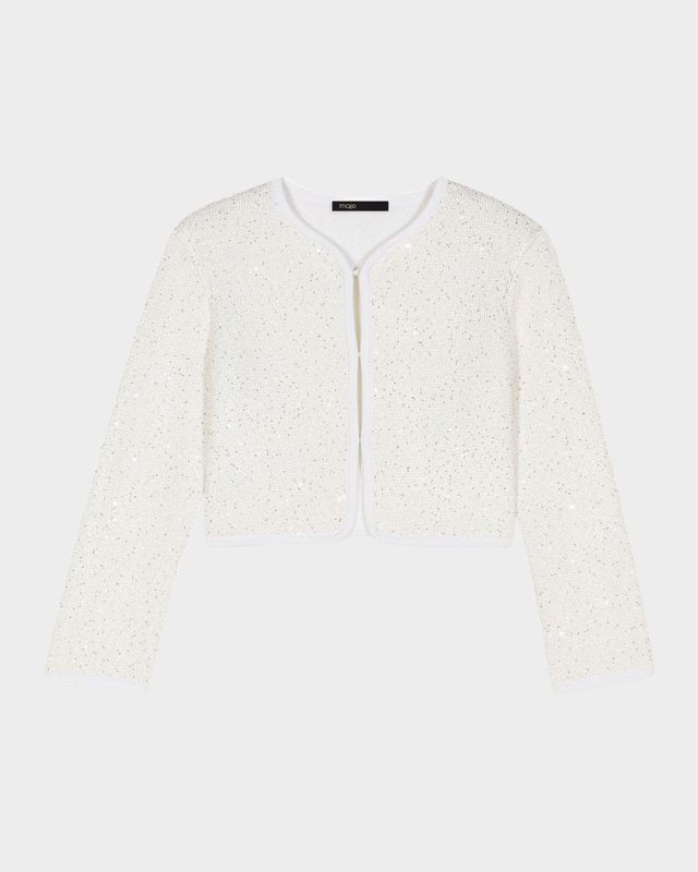 Musselsequin Embellished Stretch Knit Cardigan